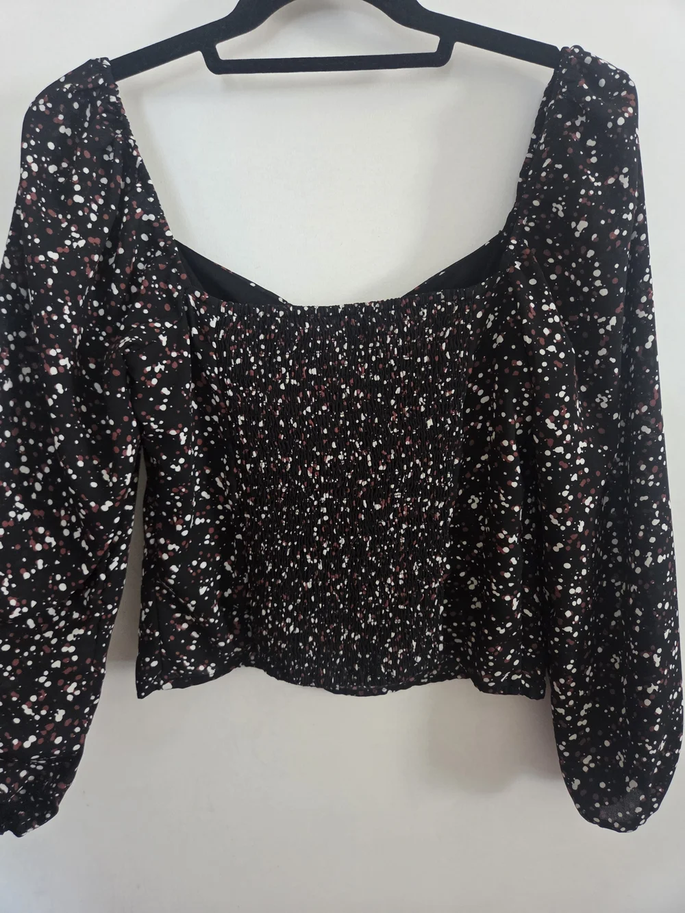 Abercrombie & Fitch Black Square Neck Long Sleeve Top